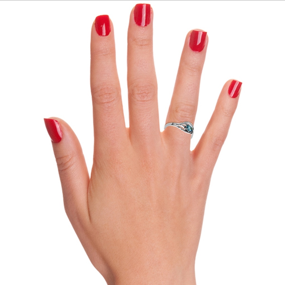 14K. SOLID GOLD RING WITH NATURAL BLUE TOPAZ - Picture 3 of 5